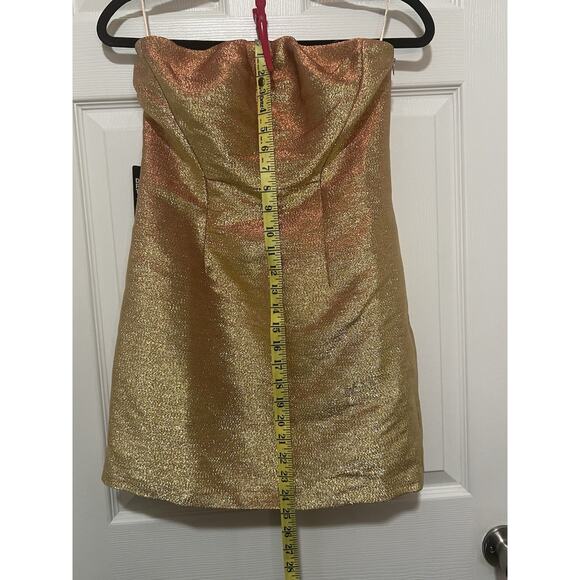 Express Women’s Gold Shimmer Sleeveless Mini Dress Size 4 NWT cocktail - Picture 10 of 15